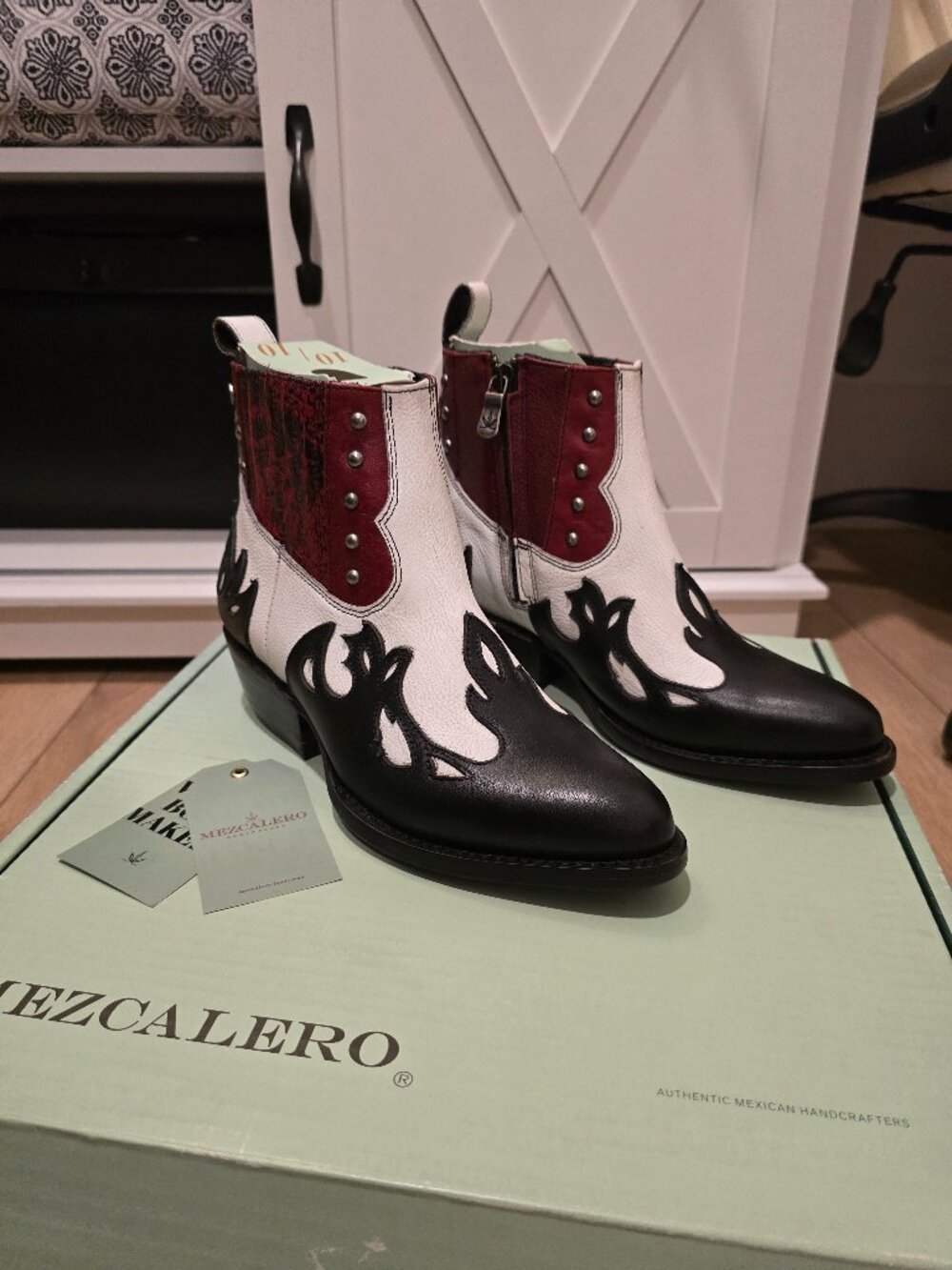 Mezcalero\Ankle leather booties for Women w/engraved viper-Sabine Royal (Red 8)